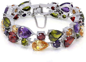 Classic Ladies Bracelet Garnet White Topaz Amethyst Citrine Peridot Pink Topza 7 Inches