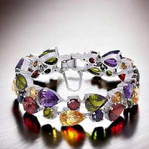 Classic Ladies Bracelet Garnet White Topaz Amethyst Citrine Peridot Pink Topza 7 Inches