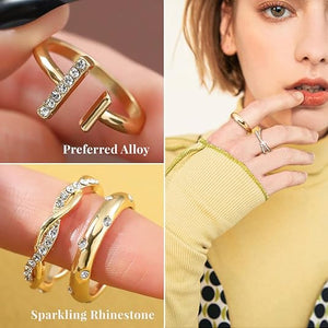 KISS WIFE Gold Knuckle Rings Set for Women, Dainty Simple Trendy Cute Stackable Finger Rings Pack