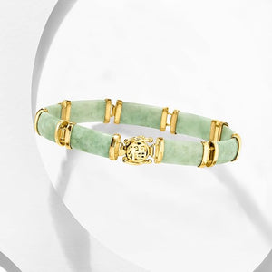 Ross-Simons Jade Good Fortune Bracelet in 18kt Gold Over Sterling