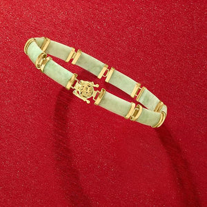 Ross-Simons Jade Good Fortune Bracelet in 18kt Gold Over Sterling